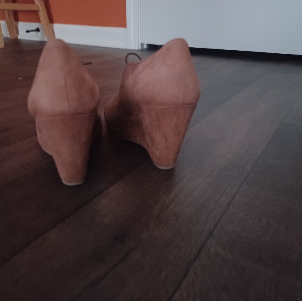 Madewell 1937 Lace Up Peep Toe Wedge Booties size 8.5